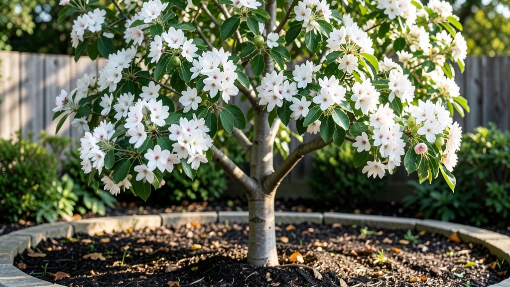 Tree Green Leaves White Flowers: Elegant Shrub for Year-Round Garden Drama