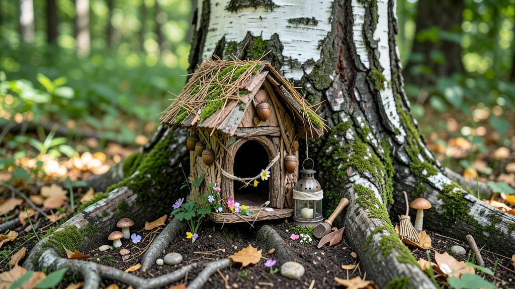 Fairy House Tree Trunk: Whimsical Garden Focal Point with Natural Charm