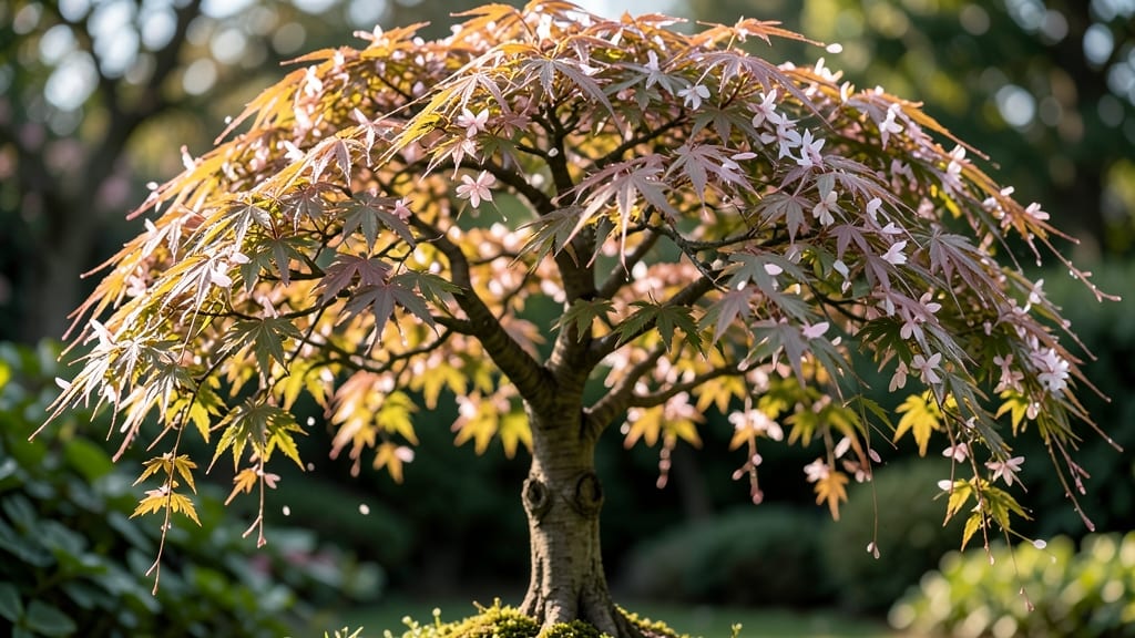 Seven Sons Maple with Pink and White Blooms