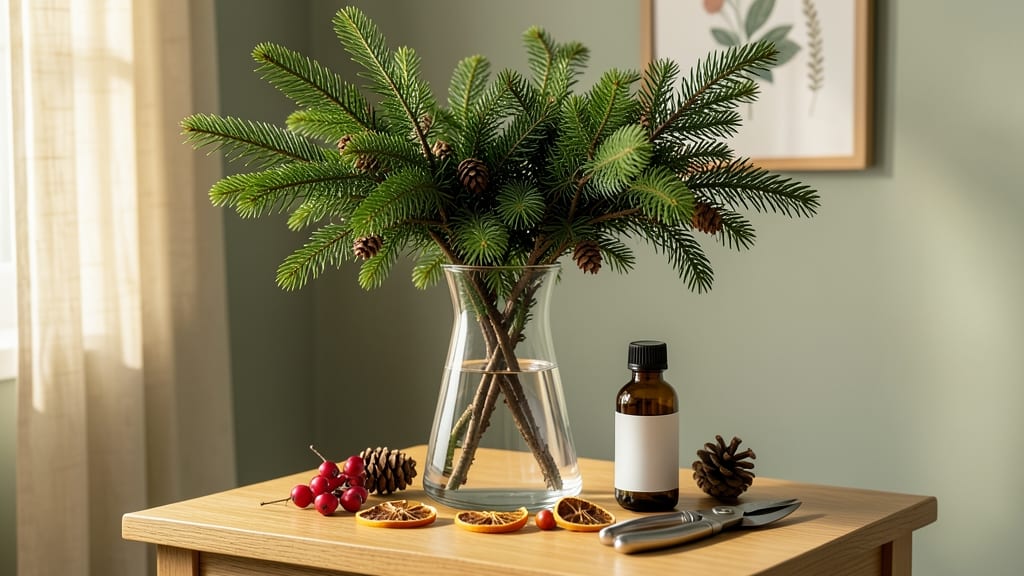 Christmas Tree Branches in Vase: Rustic Holiday Centerpiece With Zero Pruning Hassle