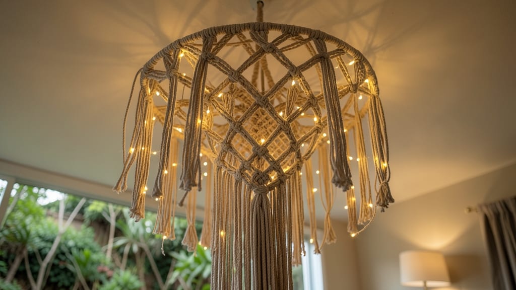 Hanging Macramé Tree with Twinkling LED Strips