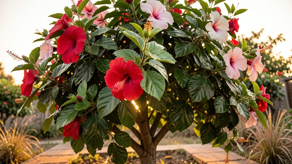 Hibiscus with Giant Tropical Leaves