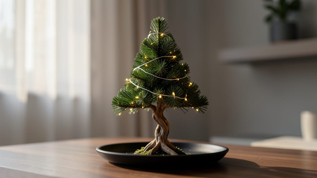 Miniature Bonsai Christmas Tree with LED Lights
