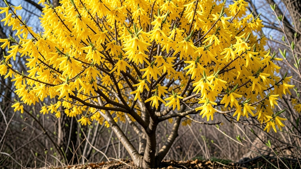 Forsythia Tree Early Season Blooms