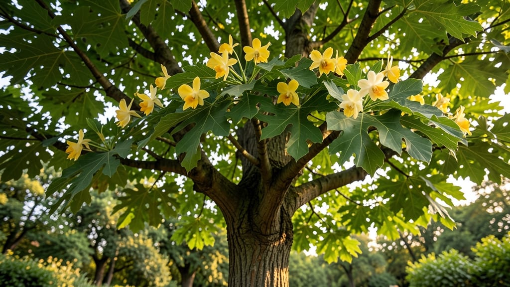 Tulip Tree with Yellow Orchid Flowers