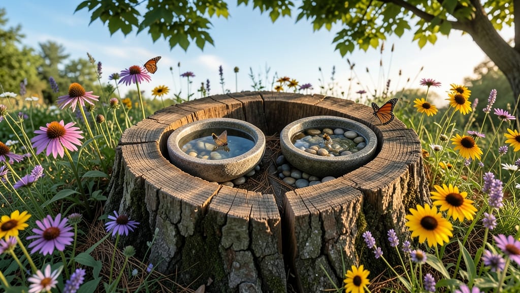 Butterfly and Bee-Friendly Stump Garden