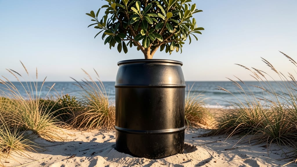 30-Gallon Plastic Half Barrels for Wind Protection