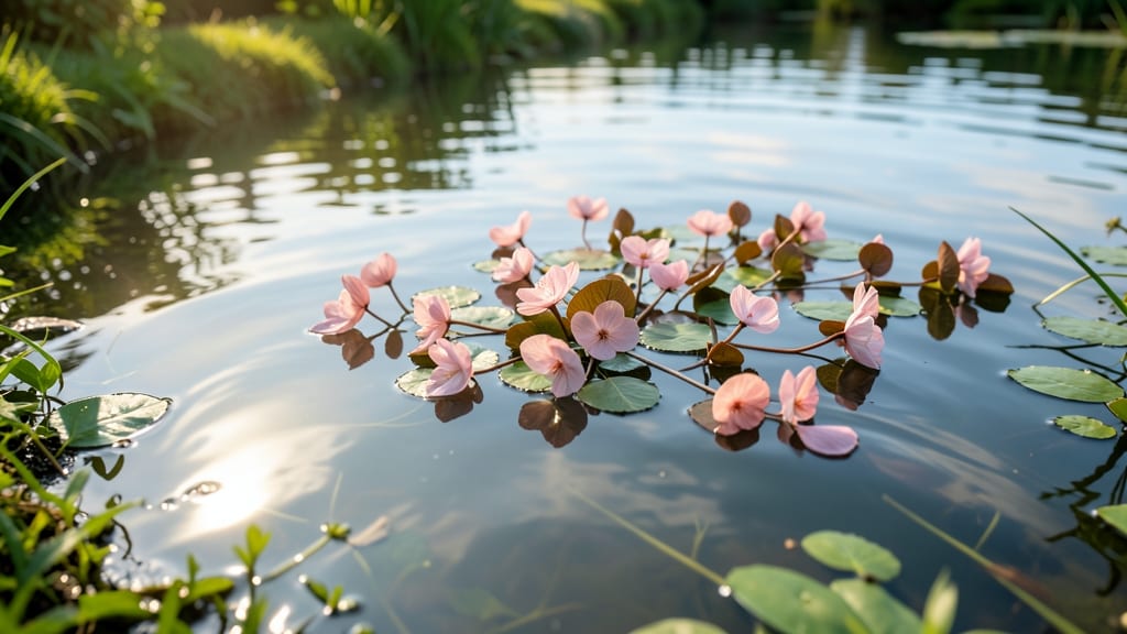 Water Chestnut 'Trapa natans' Pink Flowering Aquatic