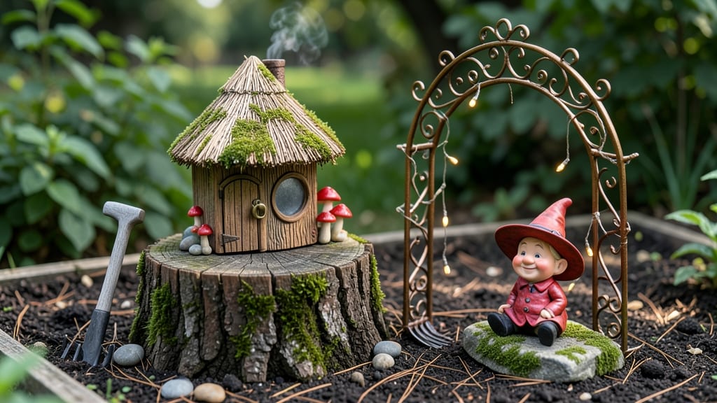 Tree Stump Gnome House Roof: Whimsical Fairy-Tale Topper for Garden Magic
