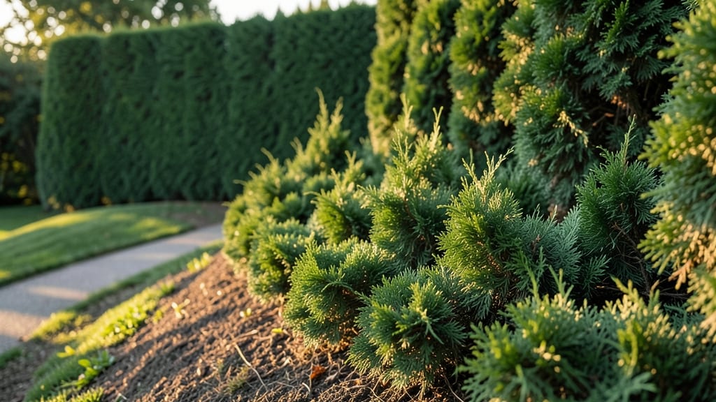 Evergreen Shrub Berm with Arborvitae