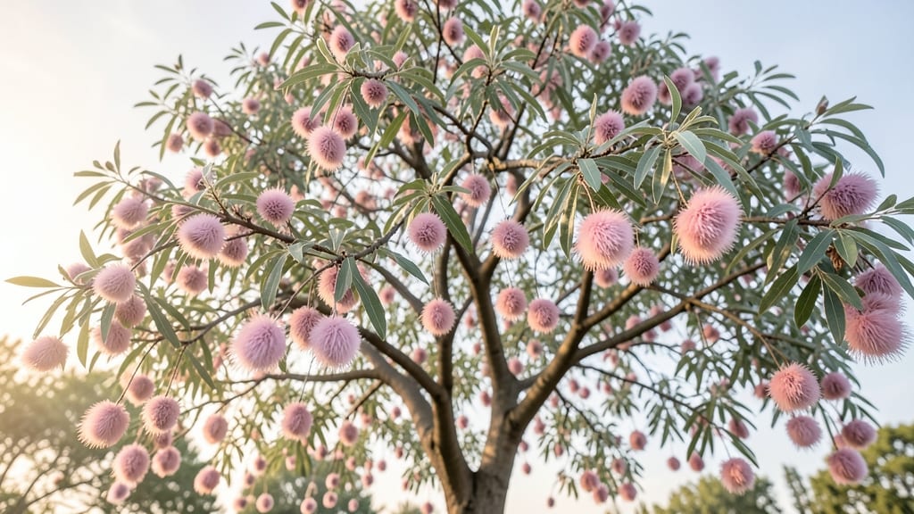 Pink Mimosa Tree Fluffy Seed Pods